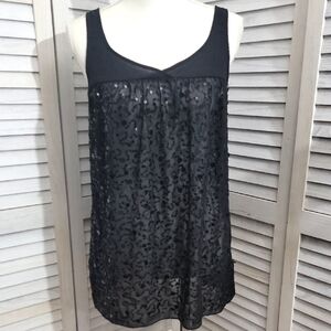Victoria's Secret Womens Black Sheer Sequins Detail Sleeveless Top Size Small